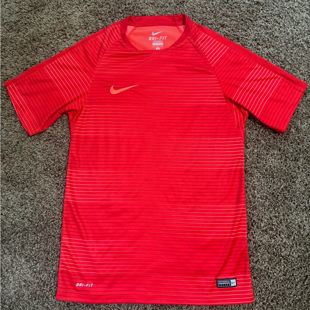 Nike Authentic Soccer Jersey Rare Dri-Fit Red Striped Men’s S